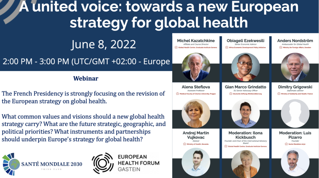 Webinar Santé mondiale 2030 / European Health Forum Gastein